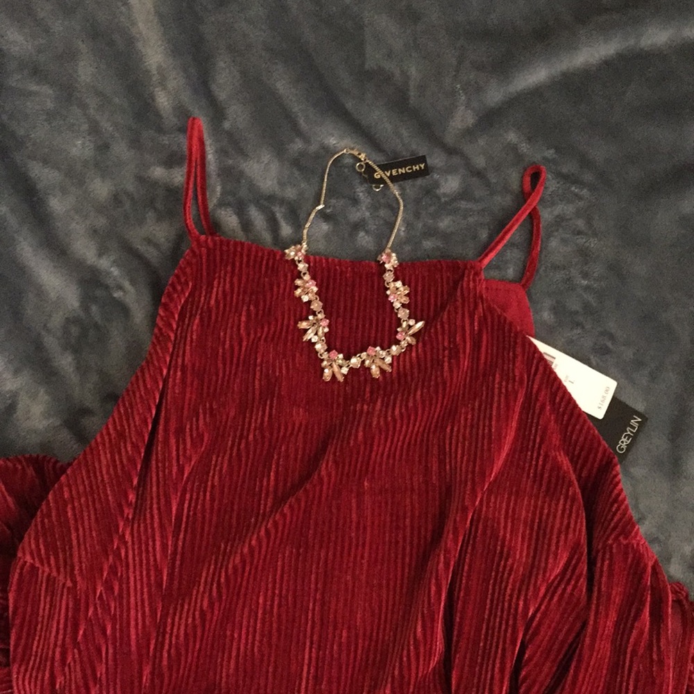 HP 🔥🎉Perfect for holiday! Evelyn Velvet Tie-Front Jumpsuit NWT size L - Picture 6 of 6